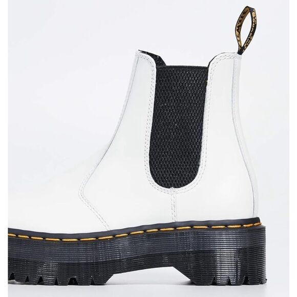 Dr. Martens White and Black Ankle Boots with Elastic Side Panel - Picture 5 of 5